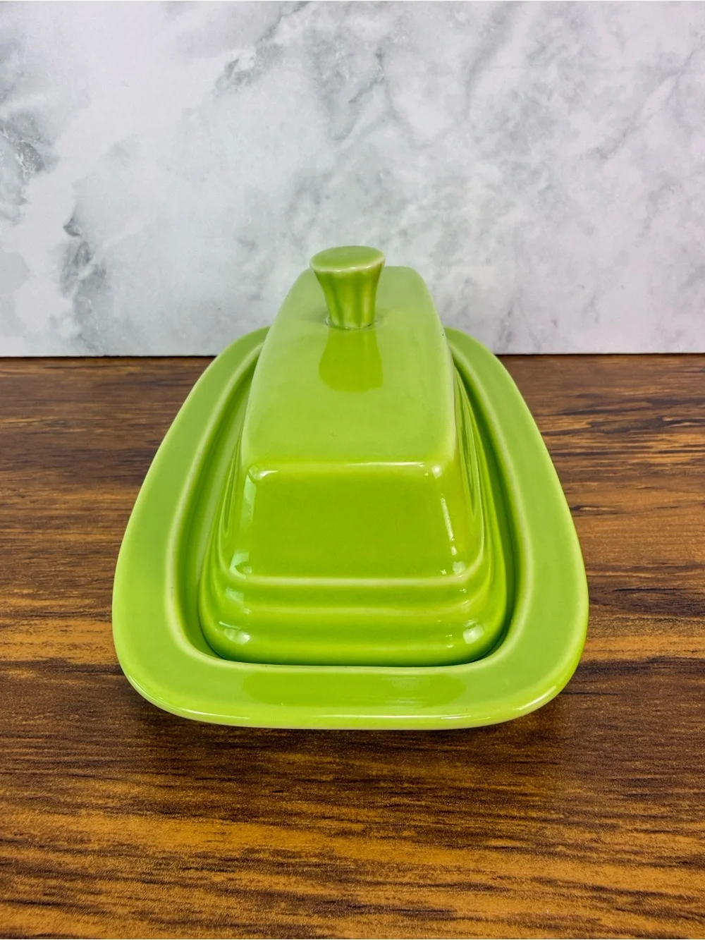 Fiesta Fiestaware Lemongrass Green Covered Butter Dish Tray Retired Color